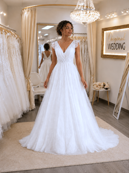 Robe de mariée BO'M  23-05 en tulle et dentelle